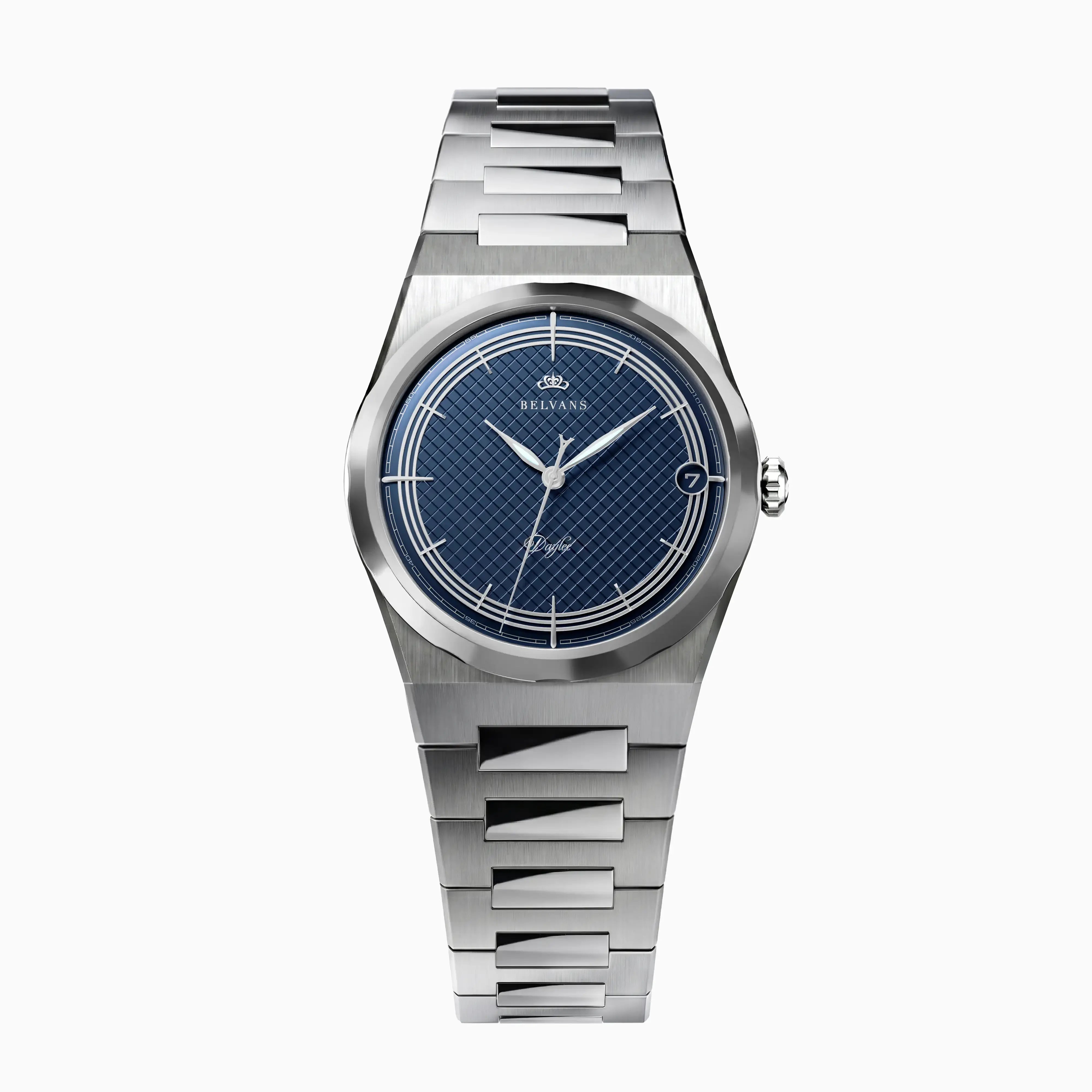 Belvans Daylee watch with blue dial