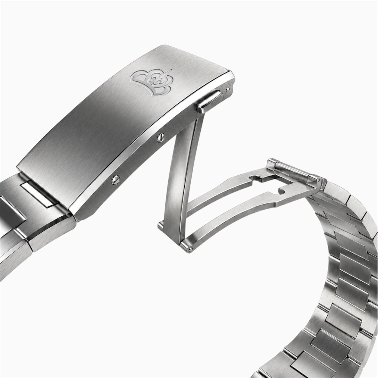 Boucle déployante du bracelet acier intégré de la montre Belvans Daylee.