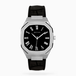 Silver Belvans Heritage watch with leather strap